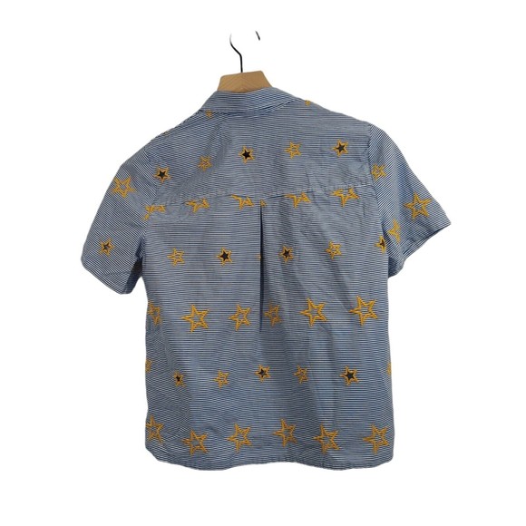 Madewell Star Embroidered Button up Striped Shirt Women's XS - Picture 8 of 8